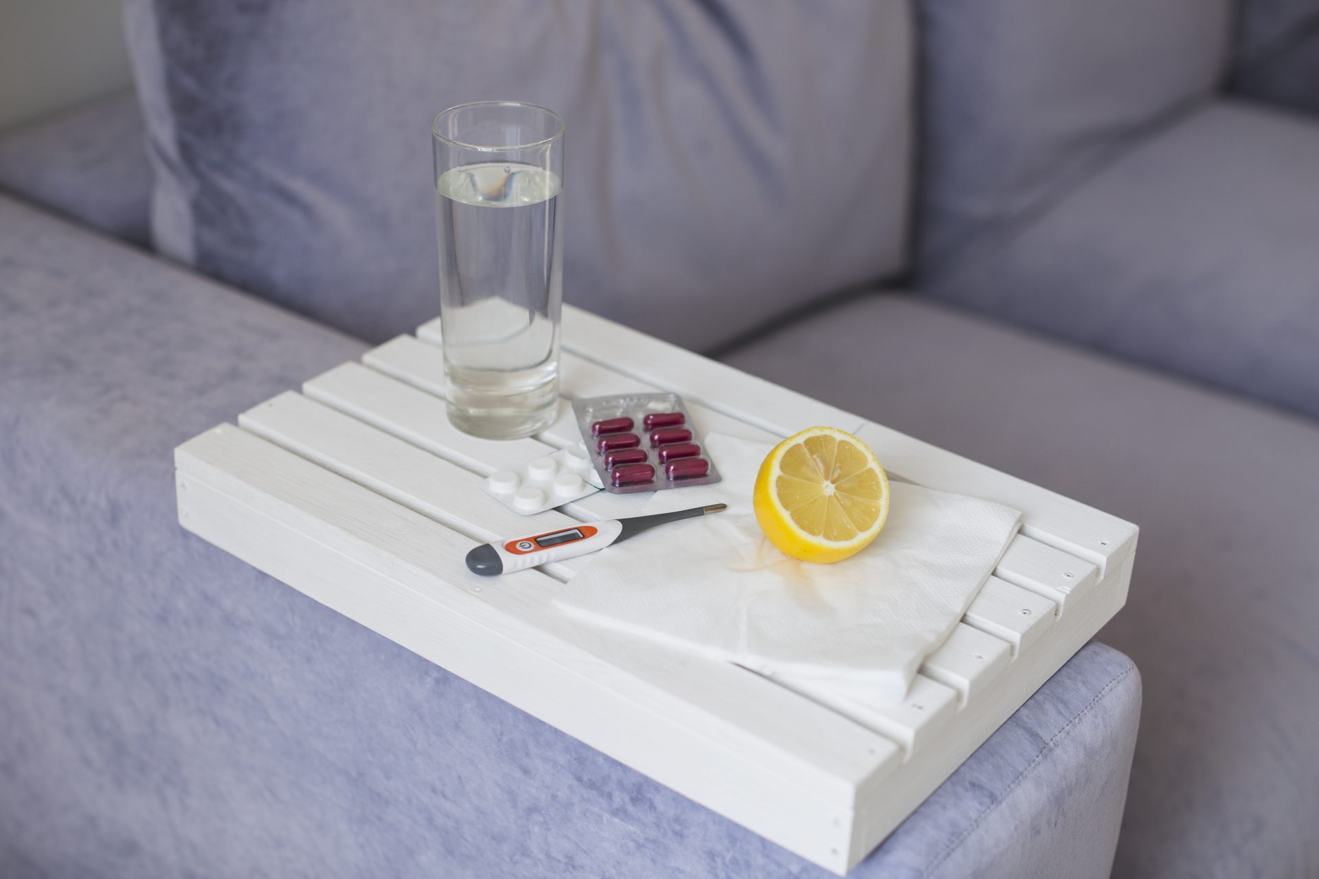 Medication on white tray